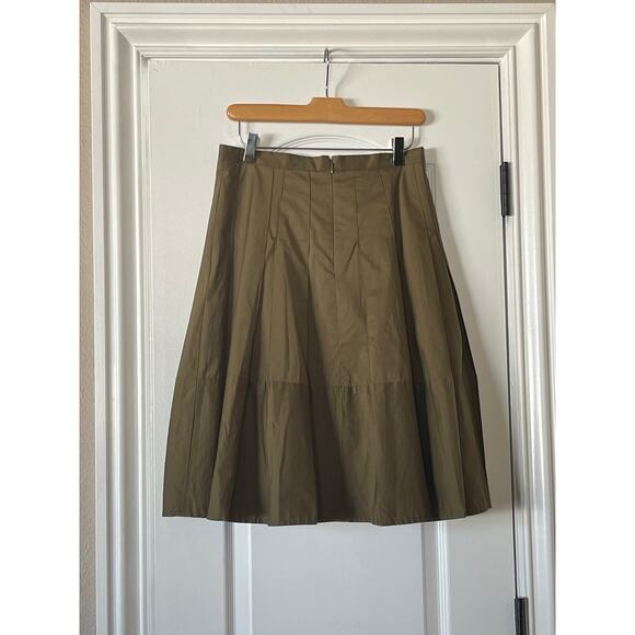 Ann Taylor Dark Green Poplin Pleated Skirt Size 2 - Picture 3 of 6